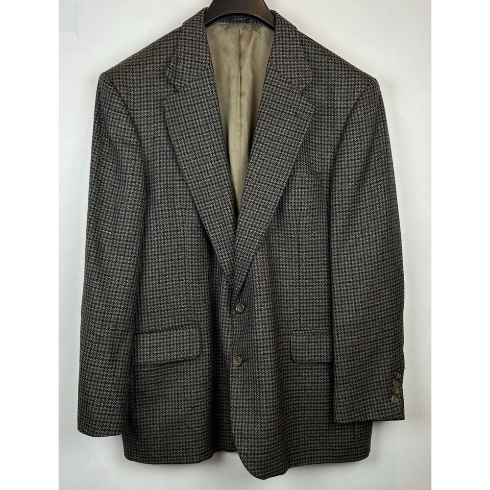 Vintage Oscar de la Renta Mens 46R 100% Wool Houndstooth Suit Jacket